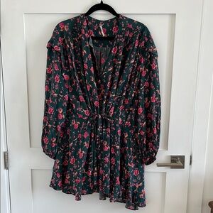 Free People - Floral Green and Pink Dress